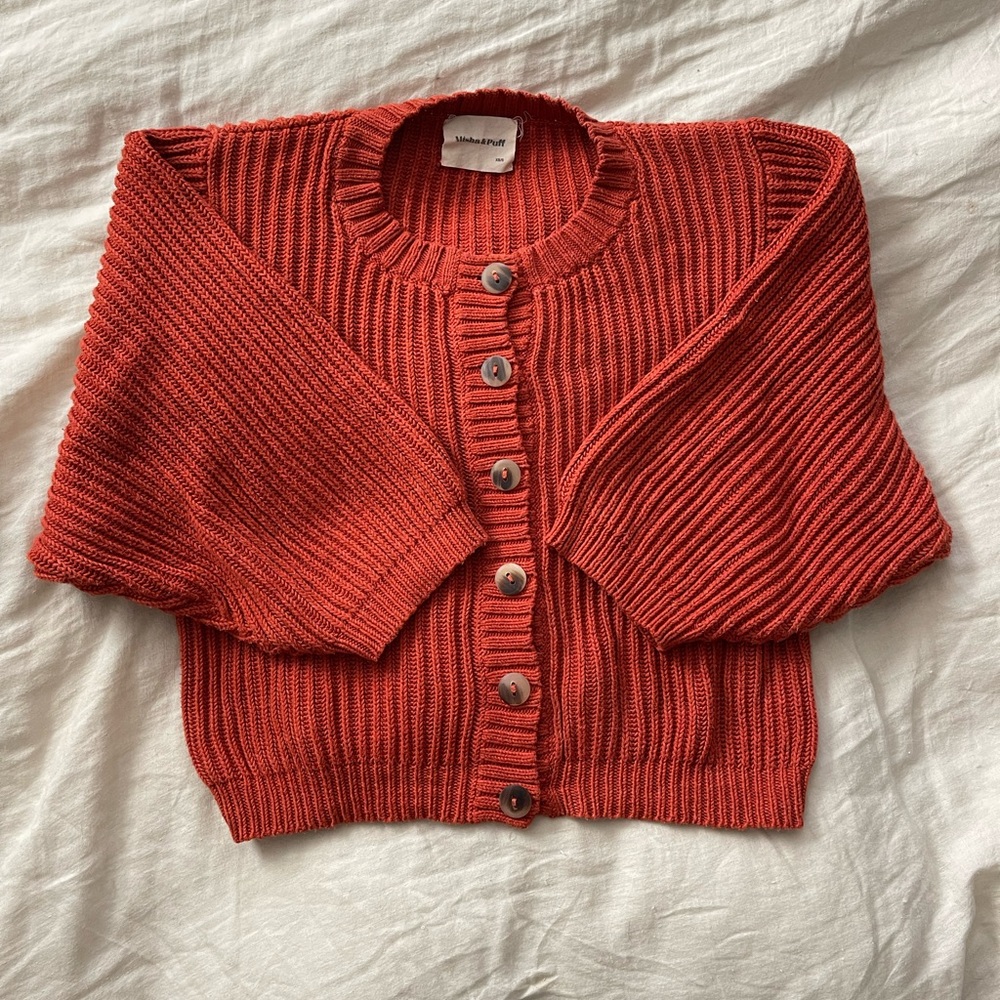 Misha & Puff Mini Fisherman Cardigan in Paprika